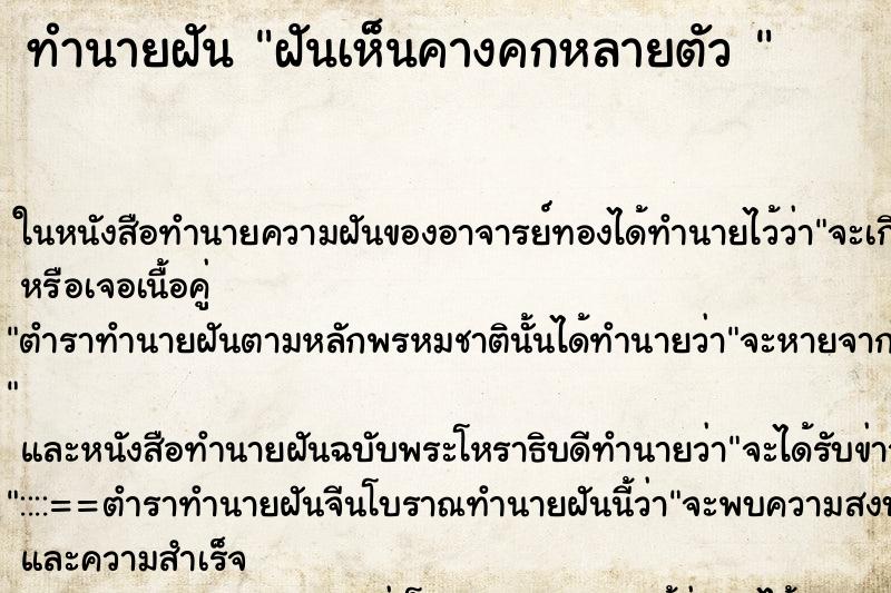 ทำนายฝันทำนายฝันฝันเห็นคางคกหลายตัว